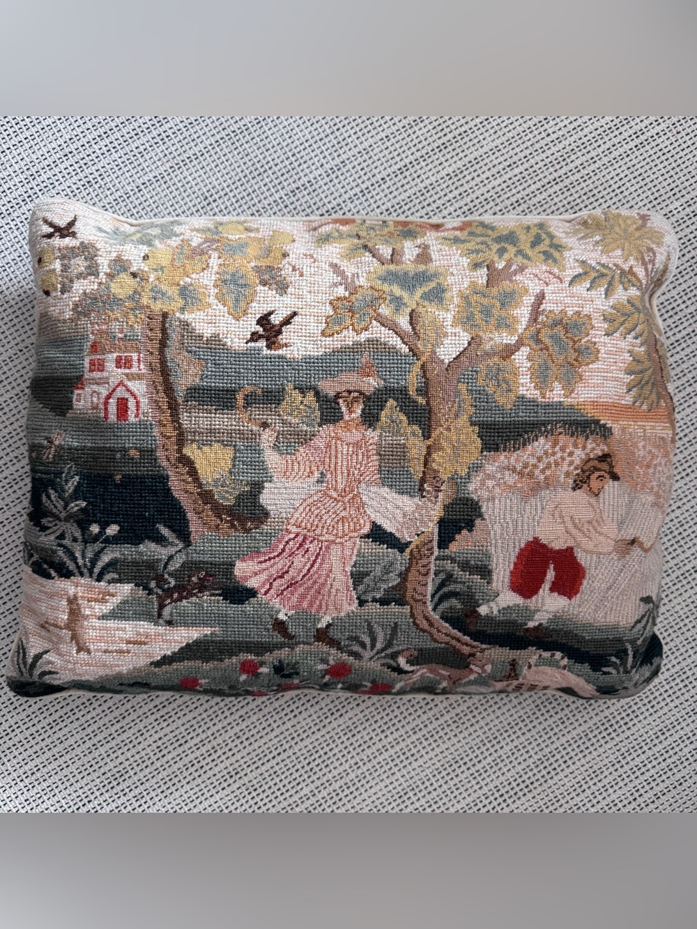 Vintage Michaelian & Kohlberg Hand-Stitched Needlepoint Harvest Pillow